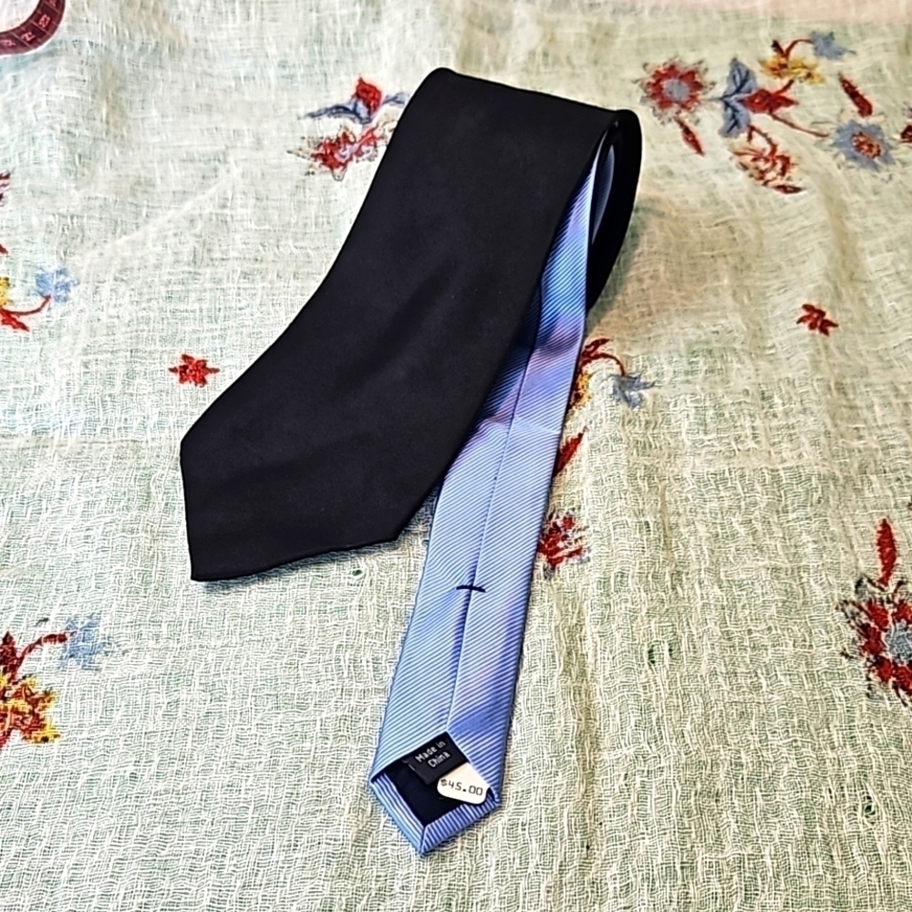 Tommy Hilfiger Black and Blue Two Tone Tie NWT